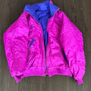 Reversible neon ski jacket